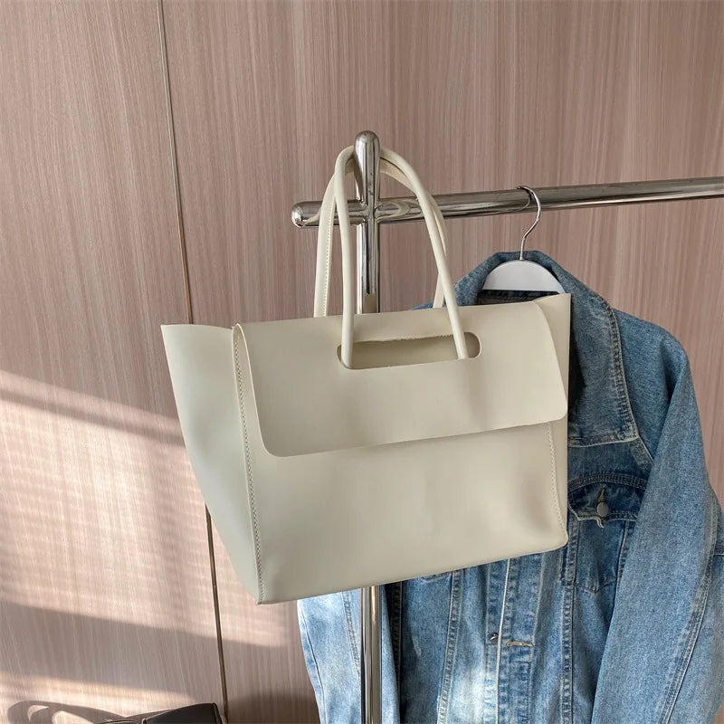 Large Capacity Women's Tote Bag Luxury PU Leather Shoulder Bag French Vintage Top-handle Handbag Casual Commute Shopper Bags