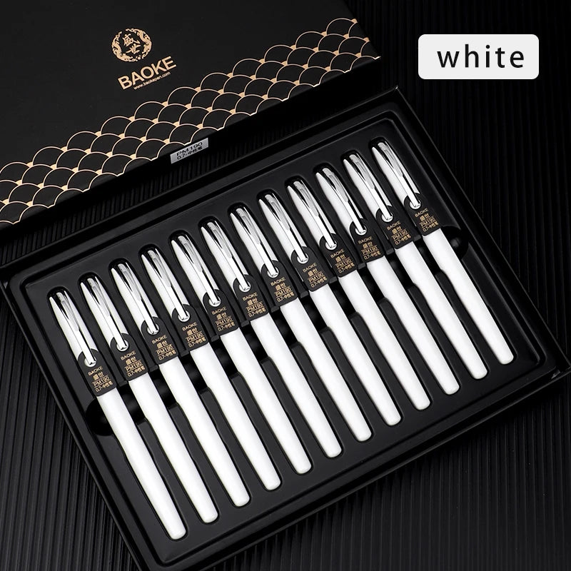 BAOKE PM180 Luxury 0.7mm Metal Gel Ink Pen Set Black Ink 6 Barrel Color Smooth Writing Bullet Tip For Office , Gift，Writing