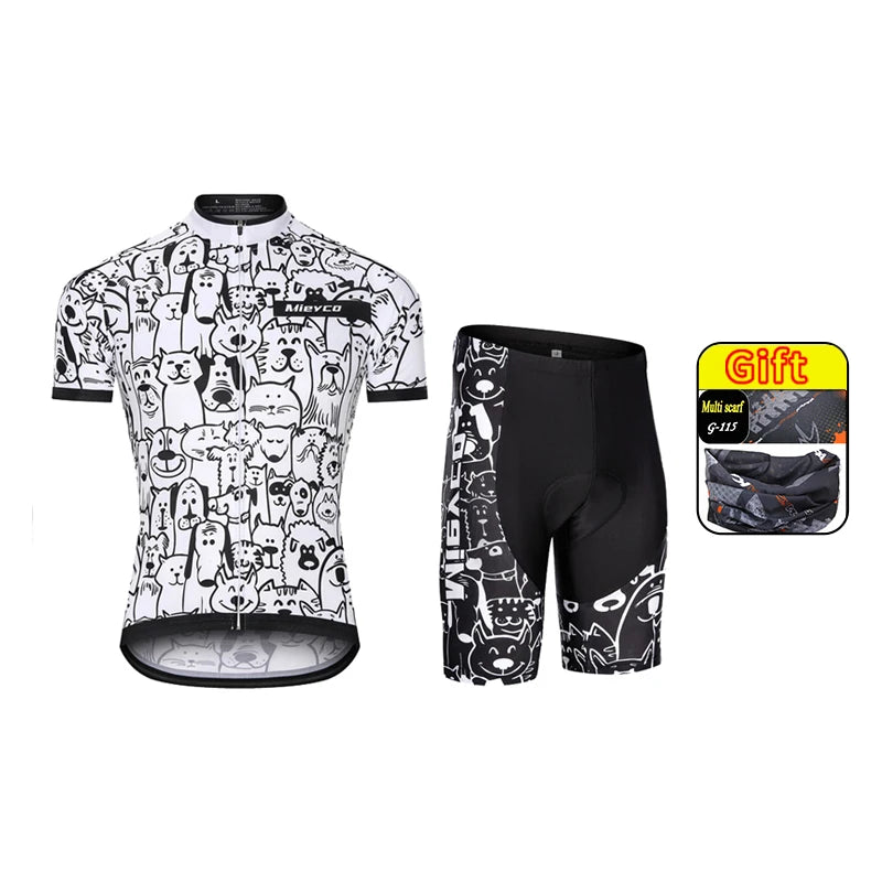 Men's Short-Sleeved Cycling Jersey Suit, Breathable Quick-Drying Clothes, Mountain Bike Set, Sports Equipment, Sweat Wicking