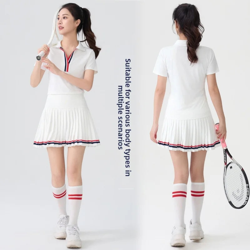 Women's High Waisted Tennis Skirt with Shorts 2-in-1 Quick Dry Yoga Skort Ladies Athletic Gym Running Skirt Summer Activewear