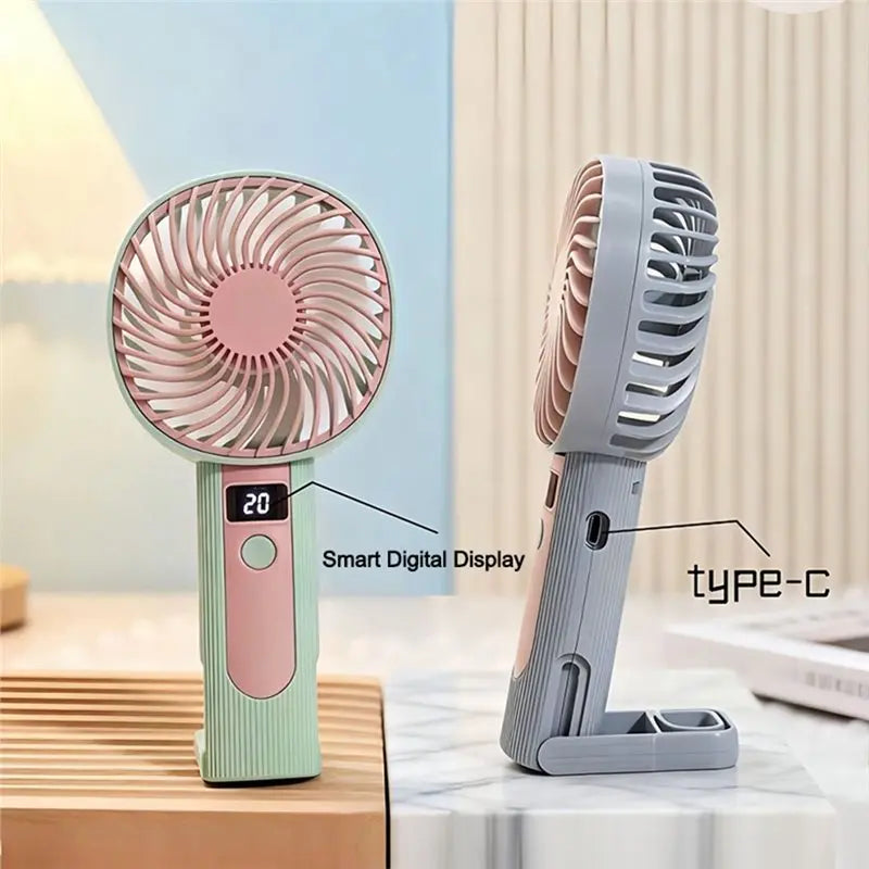 YCOC-Standing Fan Bladeless Electric Handheld Fans Portable Hand Fan USB Rechargeable Fan Fan Green