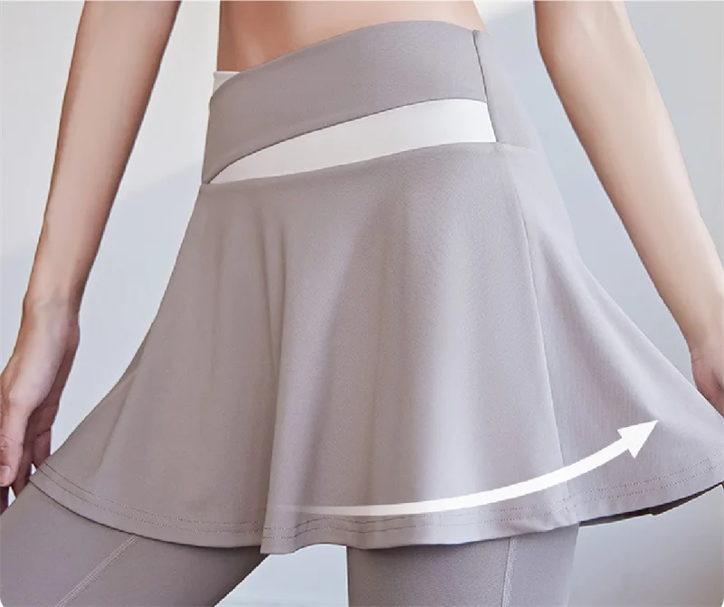 Aiithuug Tennis Skorts Cross-waist Skirted Legging Yoga Legging with Skirts Tennis Leggings Soft Stretchy Tennis Dresses Running