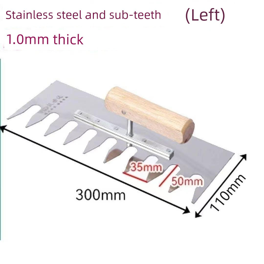 Tile Serrated Spatula Square Tooth Toothed Plastering Knife Paving Tile Plastering Knife Flat Gray Batch Ash Spoon Masonry Tool
