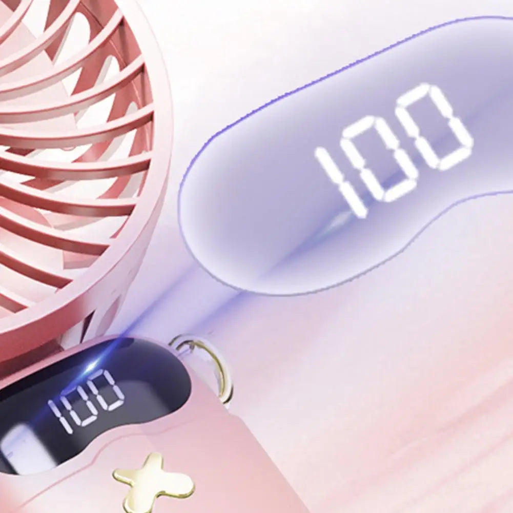 Portable Mini Fan With 6 Speeds LED USB Rechargeable Charging Small Foldable Battery Fans Handheld Desk Bedroom Indoor Outdoor
