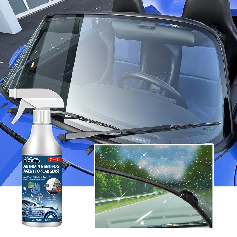 Anti Fog Rain Repellent Spray 60ml Car Glass Rainproof Antifogging Coating Agent Long Lasting for Windshield Rearview Mirror