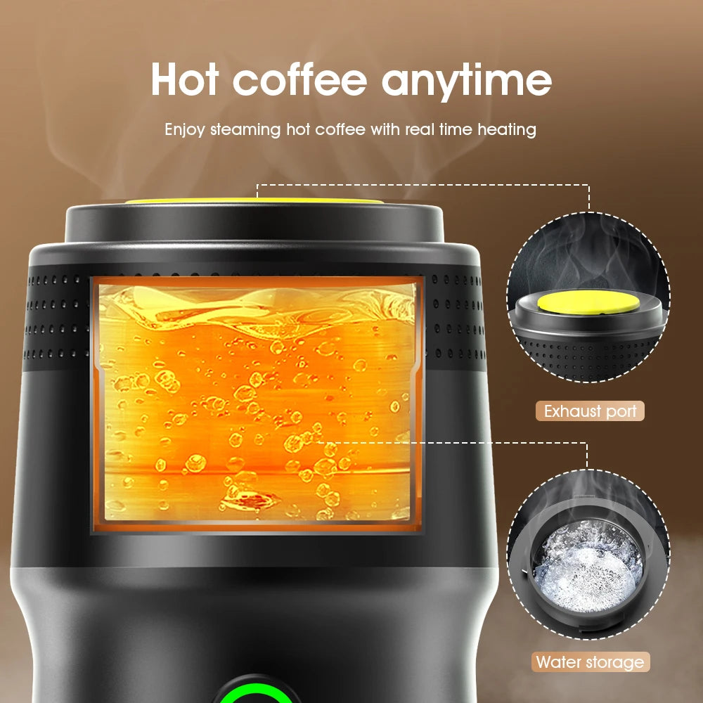 New Electric Portable Coffee Machine Portable Italian Espresso Machine for Car & Home 3-in-1 Capsule Powder Travel Coffee Maker