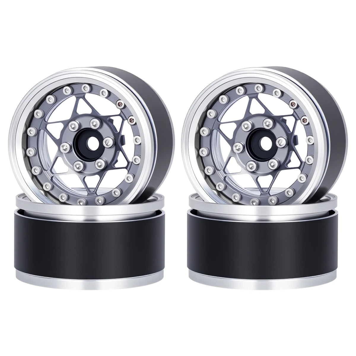 Universal CNC Aluminum 1.9" Beadlock Wheels for 1/10 RC Crawler - Fits Axial SCX10, TRX4, TRX6, Redcat Gen8, D90 Upgrade Parts