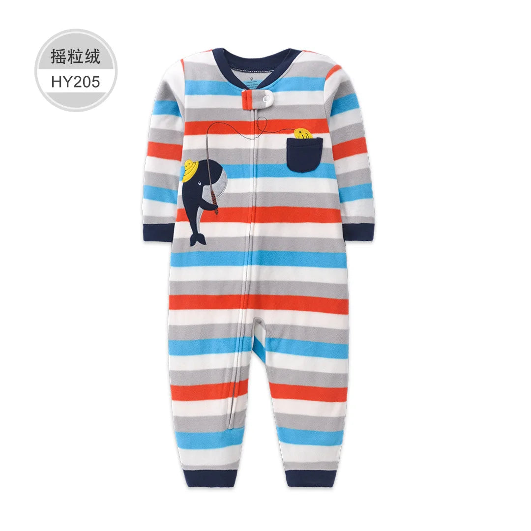 24M Toddler Baby Clothes Romper Children Fleece Outdoor Clothing Winter Warm Climbing Jumpsuit Zipper One-piece Coverall Pajamas