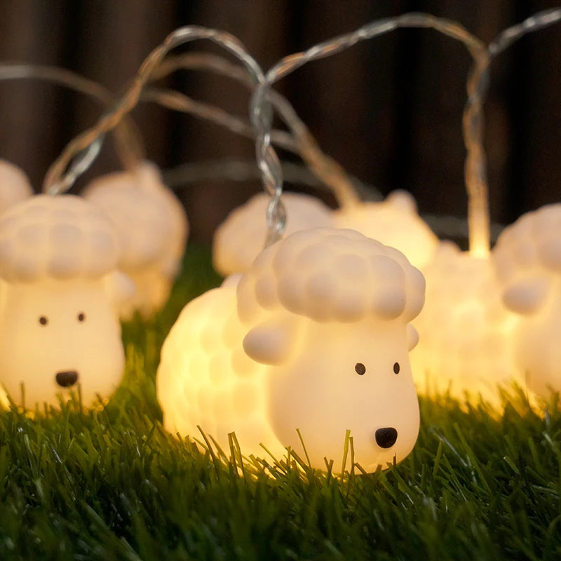 New LED Rubber Coated String Lights for Kids Room Decor-Cute 3D Sheep Animal Shaped Night Light,Birthday Nursery Wall Decoration