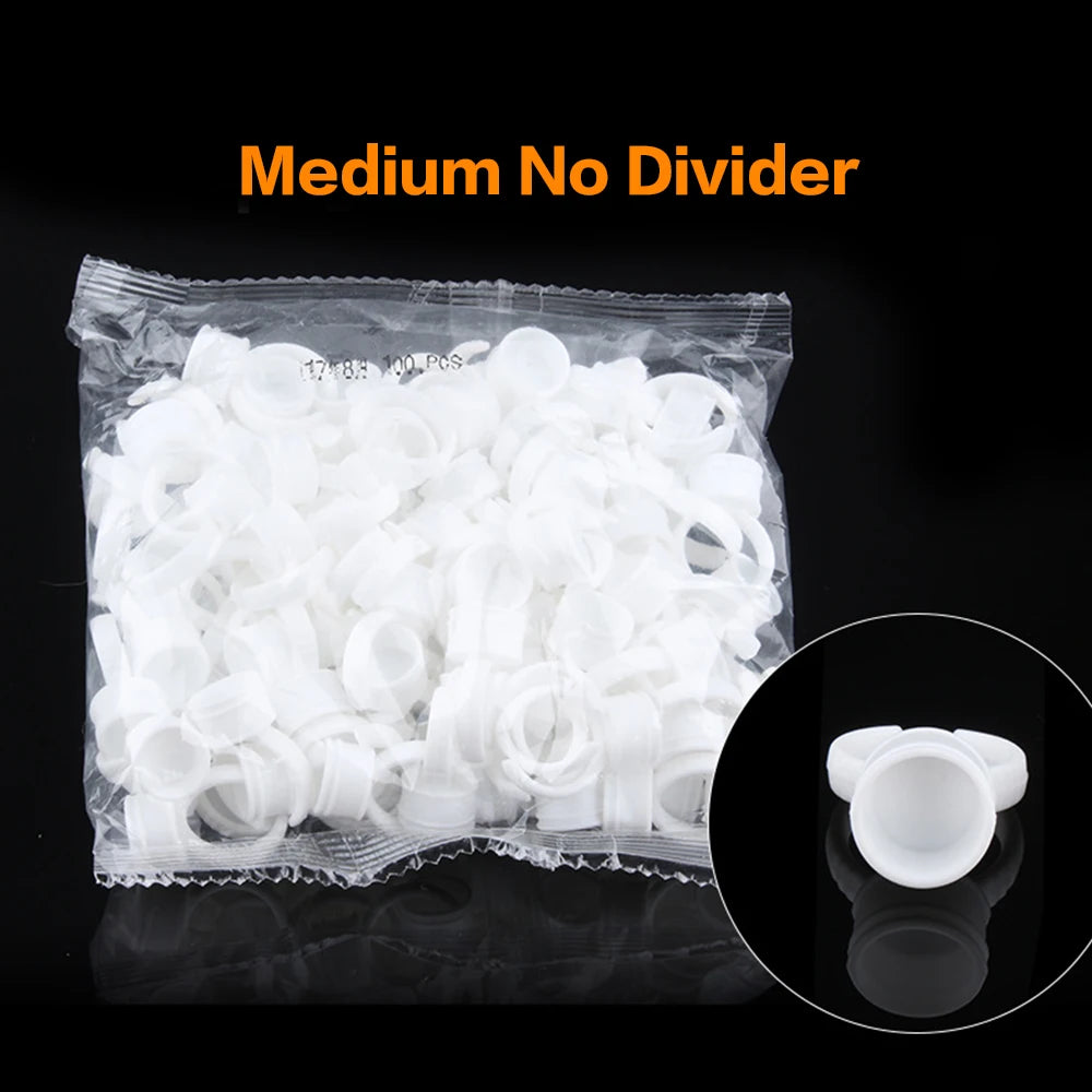 AILEISHI 100Pcs Disposable Eyelash Glue Fan Cup Rings Holder Container Tattoo Pigment Eyelash Extension Tools Lash Supplies
