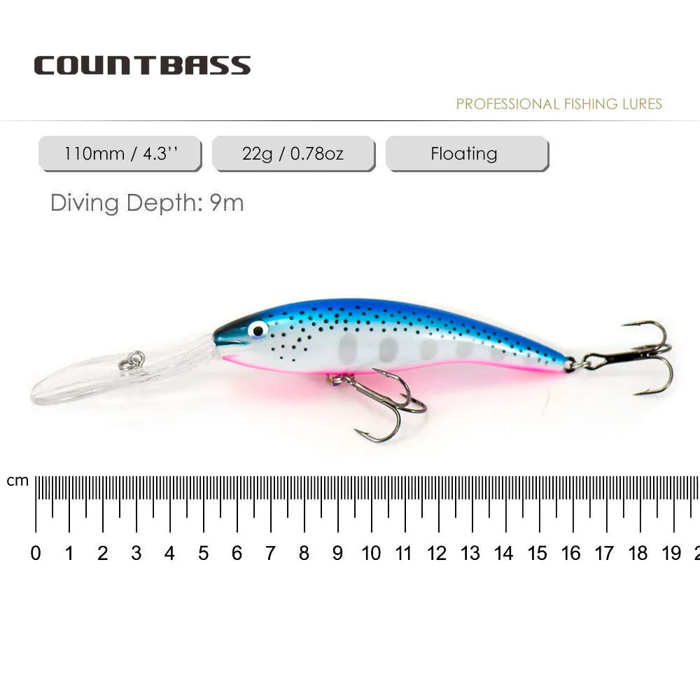 Countbass Deep Tail Wobbler 90mm 110mm Floating Diving Depth 6-9M Crankbait Chatterbait Fishing Lures Hard Bait