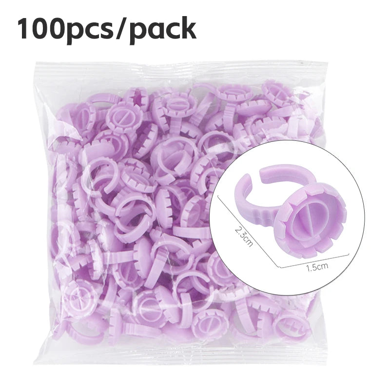 AILEISHI 100Pcs Disposable Eyelash Glue Fan Cup Rings Holder Container Tattoo Pigment Eyelash Extension Tools Lash Supplies