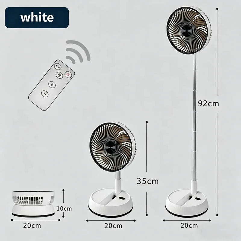 Remote control telescopic folding desktop vertical electric fan 5400mAh silent timed left and right rotation USB electric fan