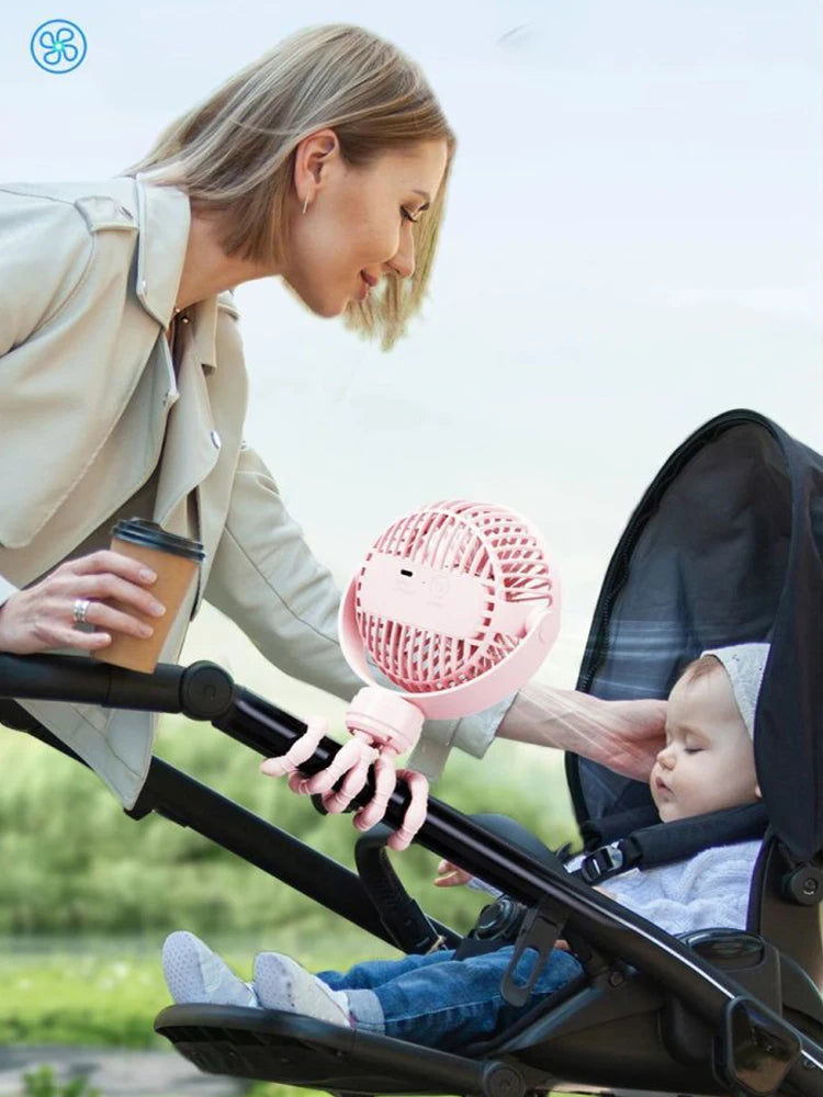 Baby Stroller Fan Mini Portable Outdoor Fan USB 3 Speed Flexible Octopus Fan Tripod Clip on Handheld Fan for Stroller Crib