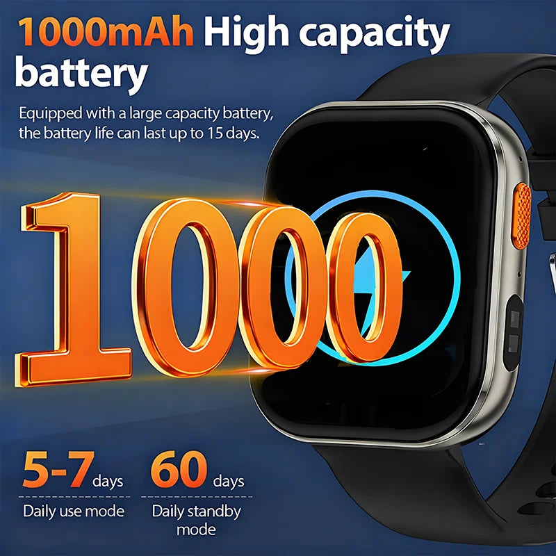 2025 New Military Grade Smartwatch Men 2.04" HD Screen Waterproof Sports Fitness Tracker Bluetooth call Smartwatch birthday gift