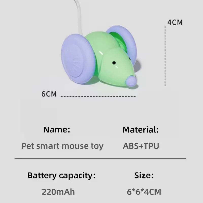 Pet Cat Toy Interactive Smart Mouse With Extra Large Wheels Anti Hair Jamming Durable Bite Resistant with Obstacle Avoidance