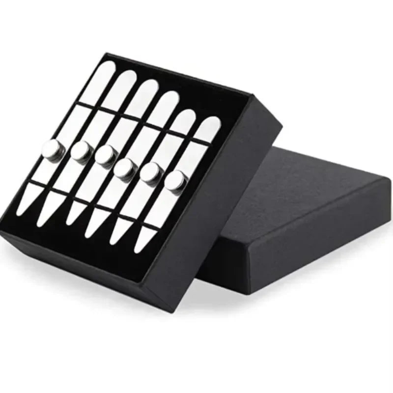[6Pcs] Stainless Steel Collar Stiffeners with 6 Magnets, Magnetic Collar Stays Metal Shirt Collar Stiffeners with Box for Men