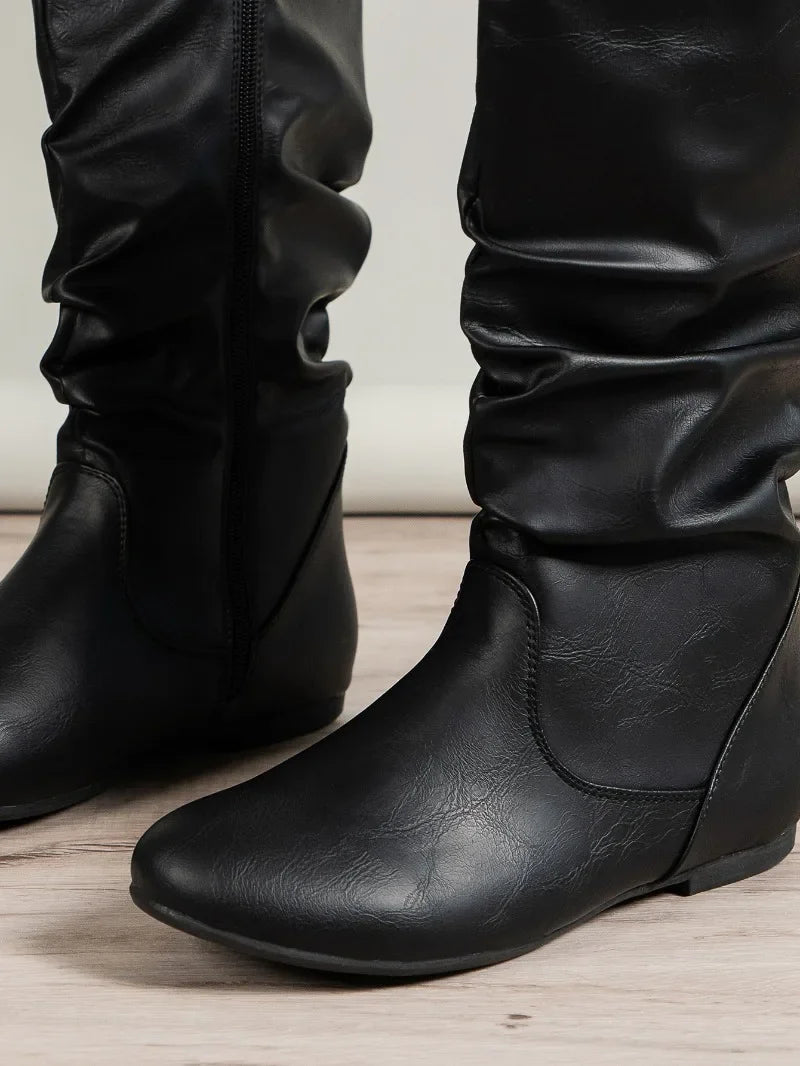 Ladies Shoes 2025 Brand Mid-Calf Women's Boots Fashion Pleated Modern Boots Women Winter Plus Size Best Seller Shoes for Women