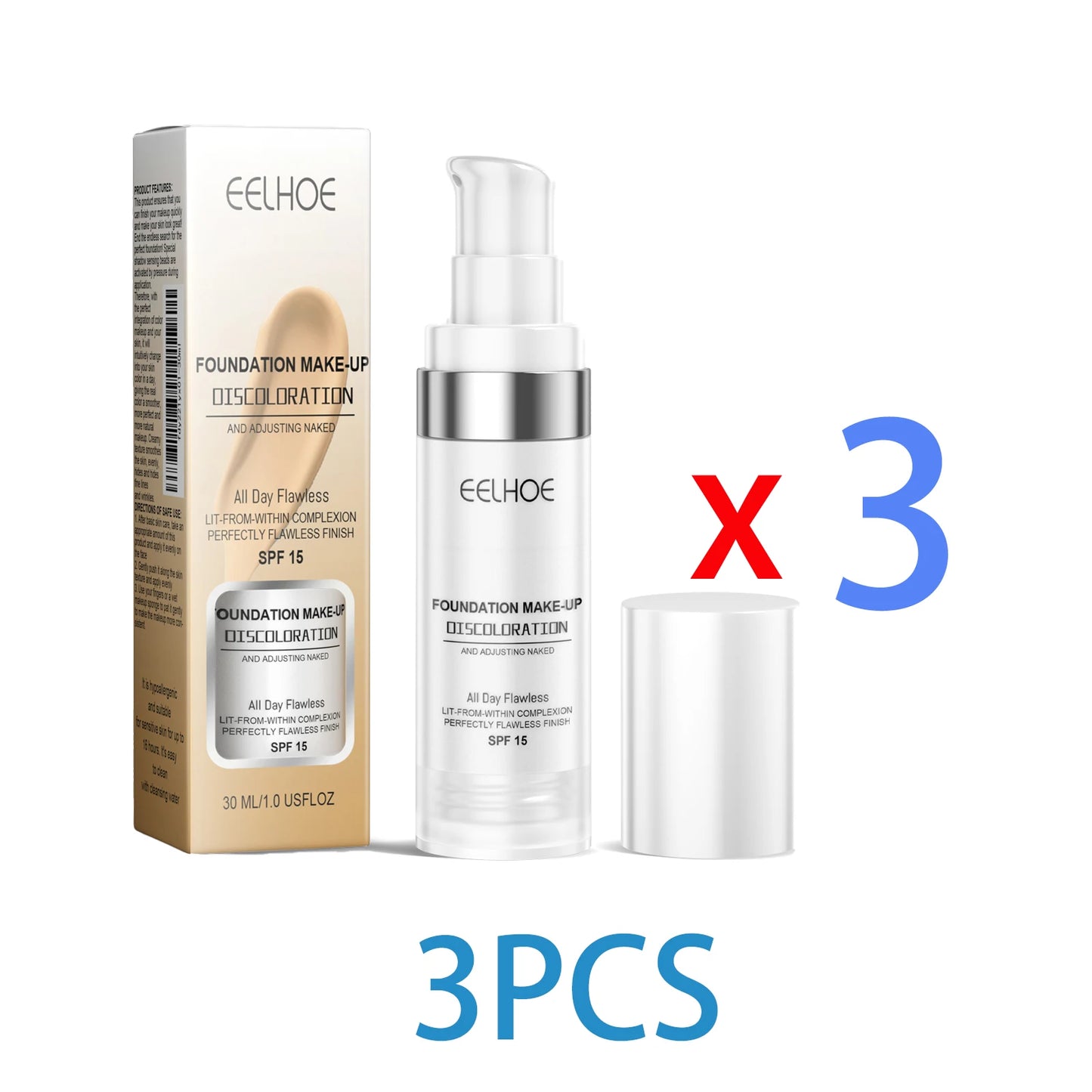 Color Changing Foundation Serum for Natural Glow Lightweight Full Coverage Long Moisturizing Finish 30ml Sensitive Skin Friendly