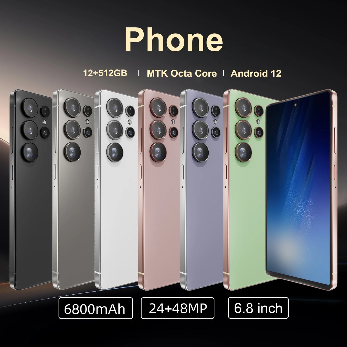 S25 Ultra Smartphone Android 6.8 inch 8+128GB ROM Dual SIM Mobile phones 4G Network 6800mAh Battery Octa Core Cellphones