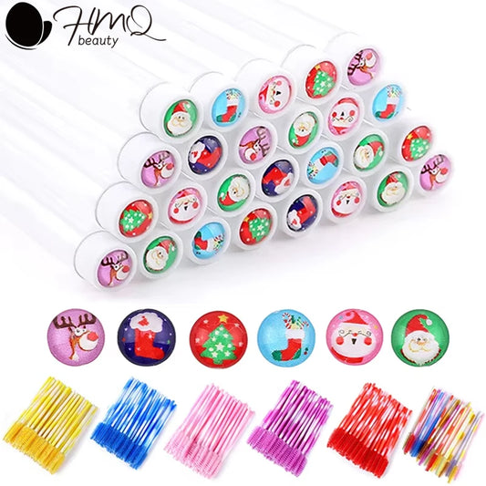 20/50pcs Reusable Christmas Eyelash Brush Tube False Mascara Wands Dust-proof Eyebrow Brush Container Lash Extension Makeup Tool