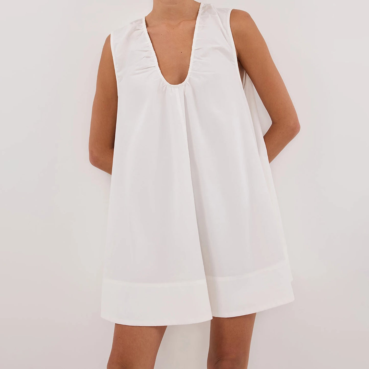 New Fashion Womens V Neck Tank Dress Sleeveless Solid Color Loose Beach Dresses With Pocket Club Street Style Hot Sale S-XL