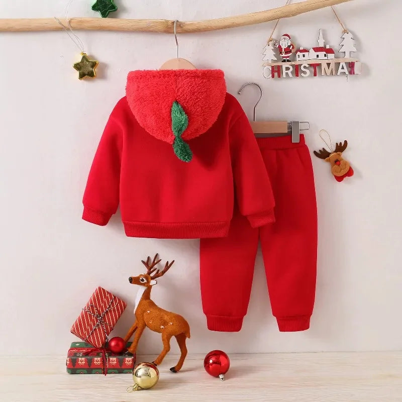 Newborn Baby Red Dinosaur Romper 2-Piece Set Hooded Bodysuit Jumpsuits One-pieces Christmas Toddler Outfits