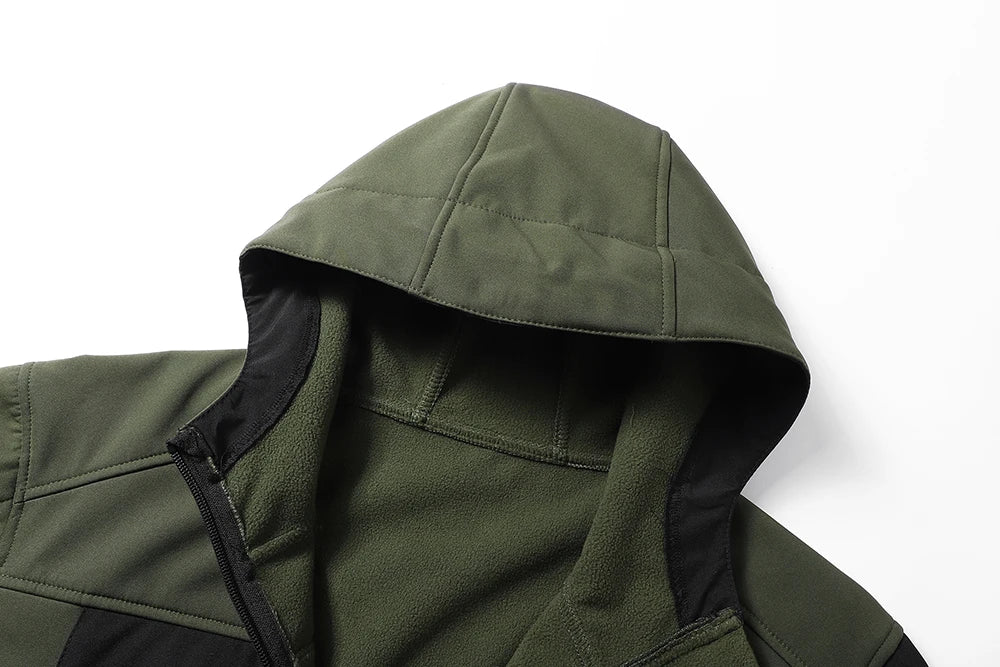 Men's hooded tactical jacket for autumn and winter outdoor windproof waterproof warm hiking camping and fishing durable jacket