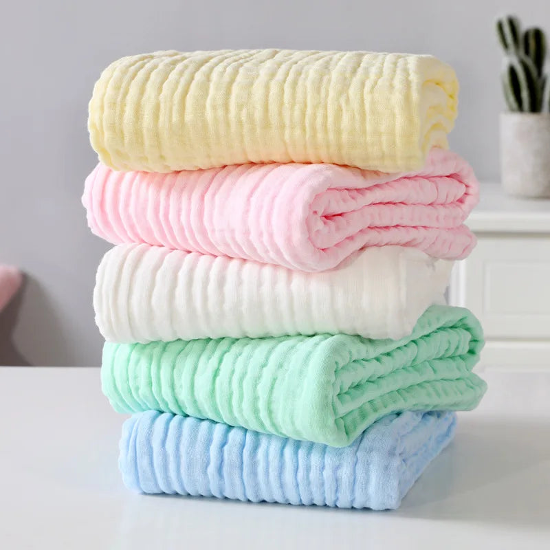6 Layers Baby Bath Towel Kids Swaddle Wrap Bedding Pure Cotton Bubble Muslin Blanket Infant Gauze Receiving Blanket 105*105cm