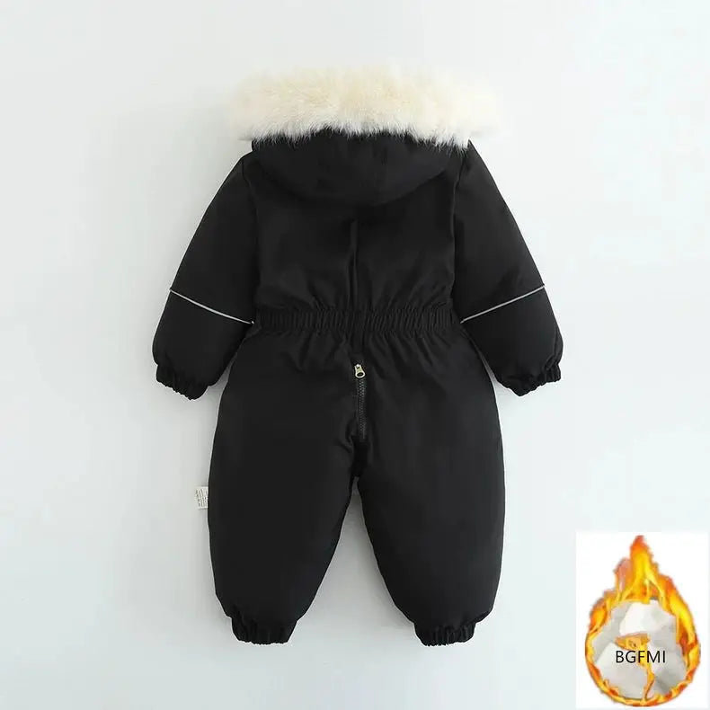 Pink Warm and Thick Boys and Girls Ski Velvet Lining Clothes Jumpsuit  2025 Winter New Children's Clothing Jumpsuit 1-5Y Parka