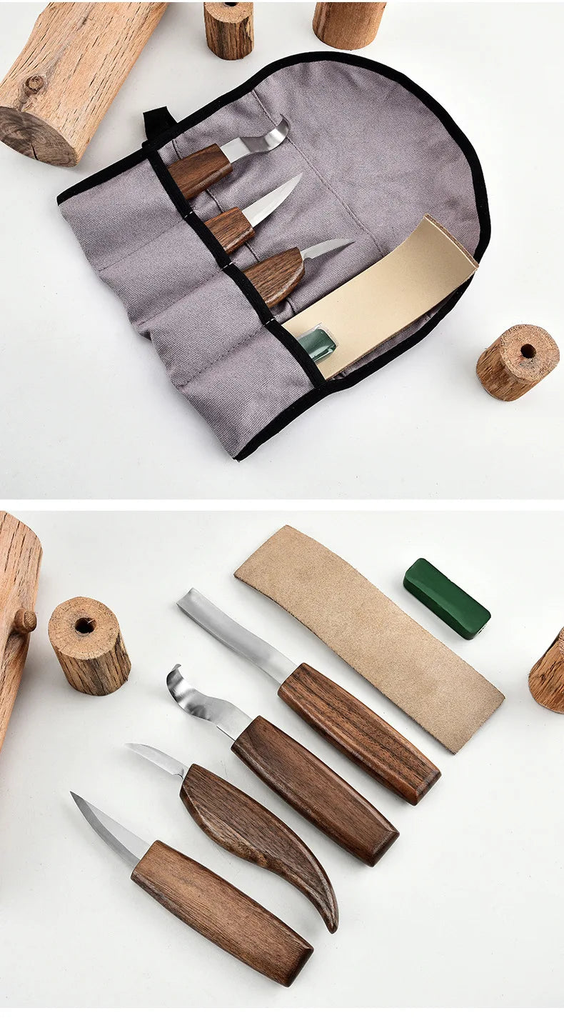 1 Set Wood Carving Tools Chisel Woodworking Cutter Hand Tool Set Wood Carving Knife DIY Peeling Woodcarving Gloves