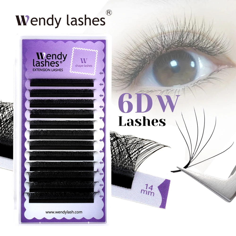 Wendy Lashes 6D W Shape EyeLash Extension Premade Volume Fan High Quality Fake Eyelashes Supplies Natural Look Handmade Lash