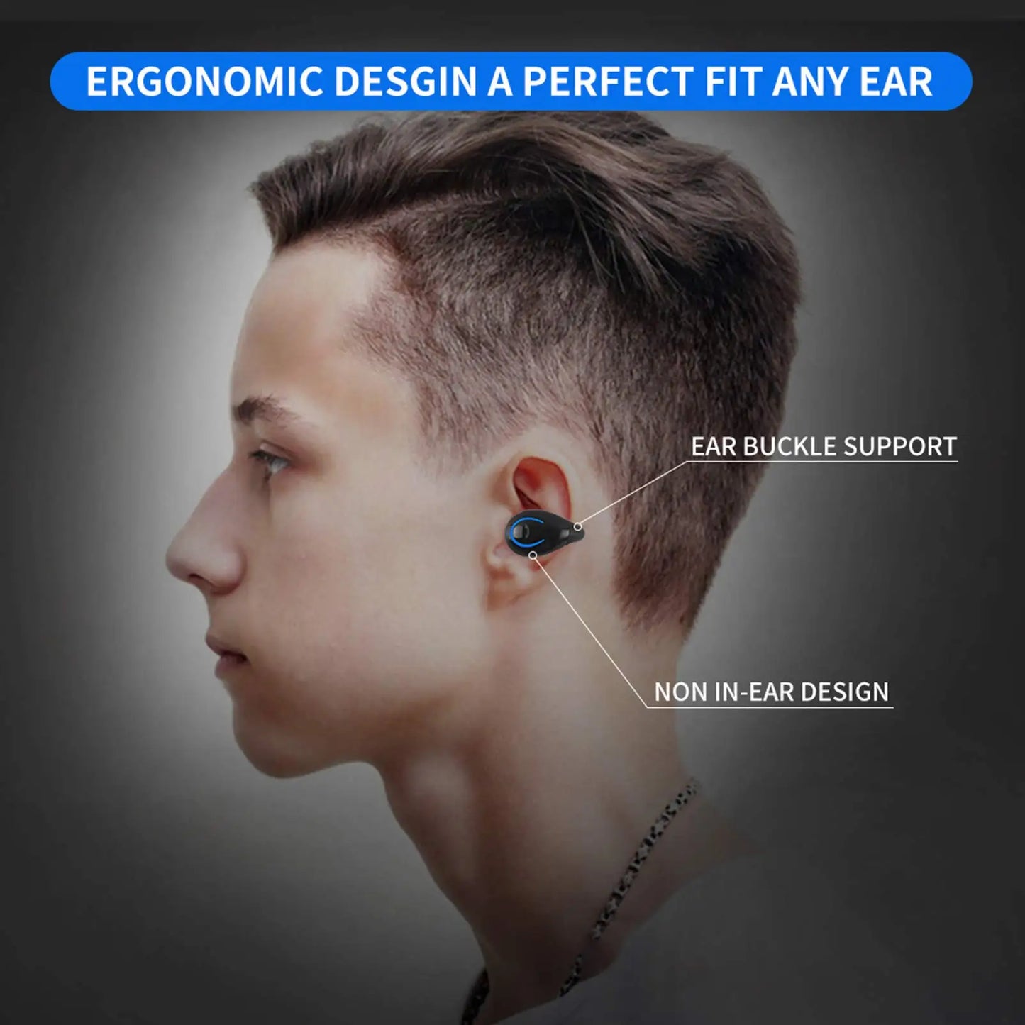 Single Ear Clip Bluetooth Wireless Sports Earphones Gaming TWS Earphones Bluetooth Earphones Comfortable and Portable
