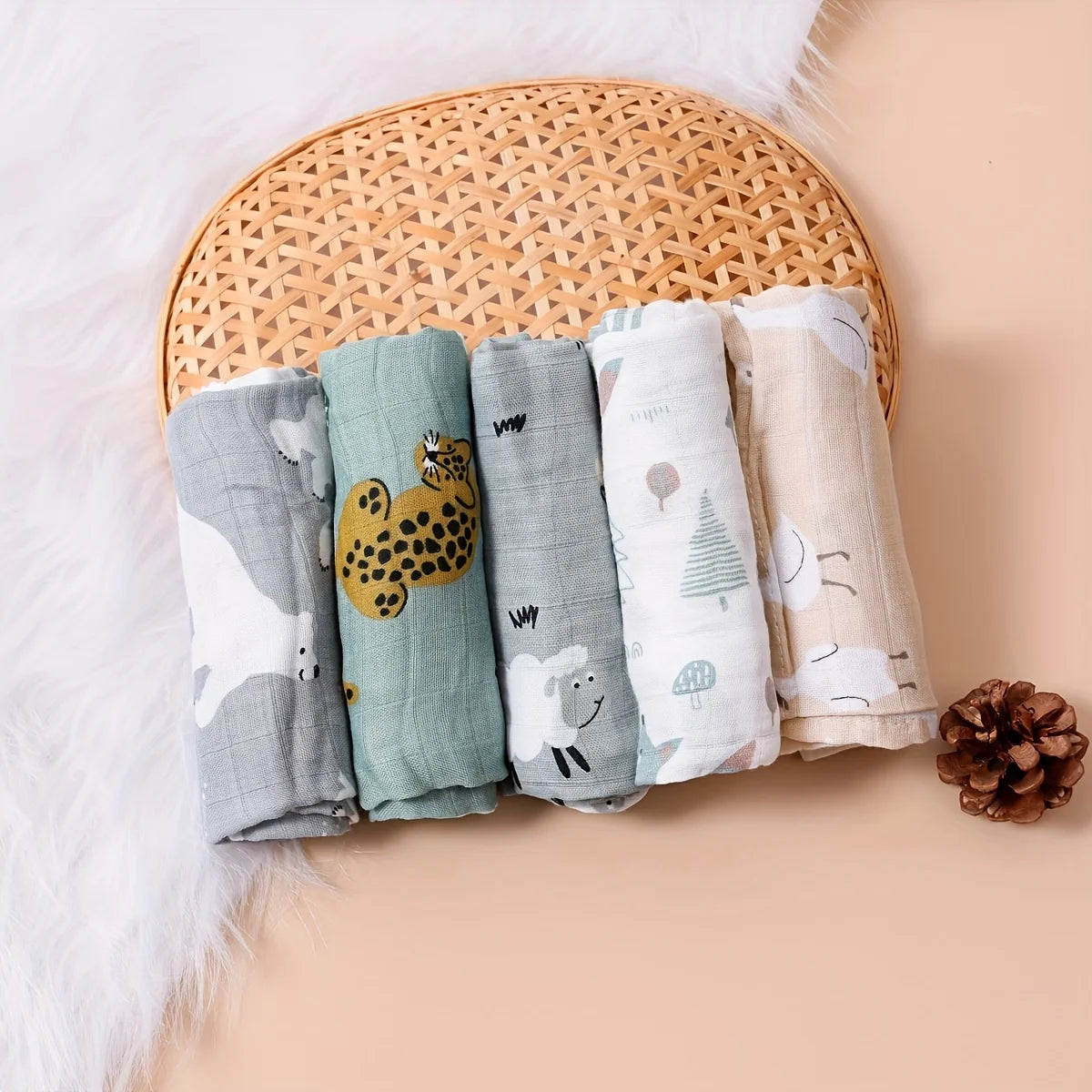 5Pcs/set 60*60cm Super Soft Bamboo Cotton Muslin Blankets Infant Boy/Girl Multi-Use Feeding Burp Cloth Towel Baby Burp Cloth Set