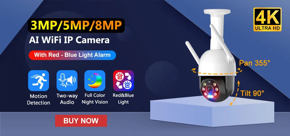 MISEC HD 4MP PTZ Wifi Wireless IP Camera Outdoor Human Detect  Two Way Communication Security Surveillance  Color Night Vision