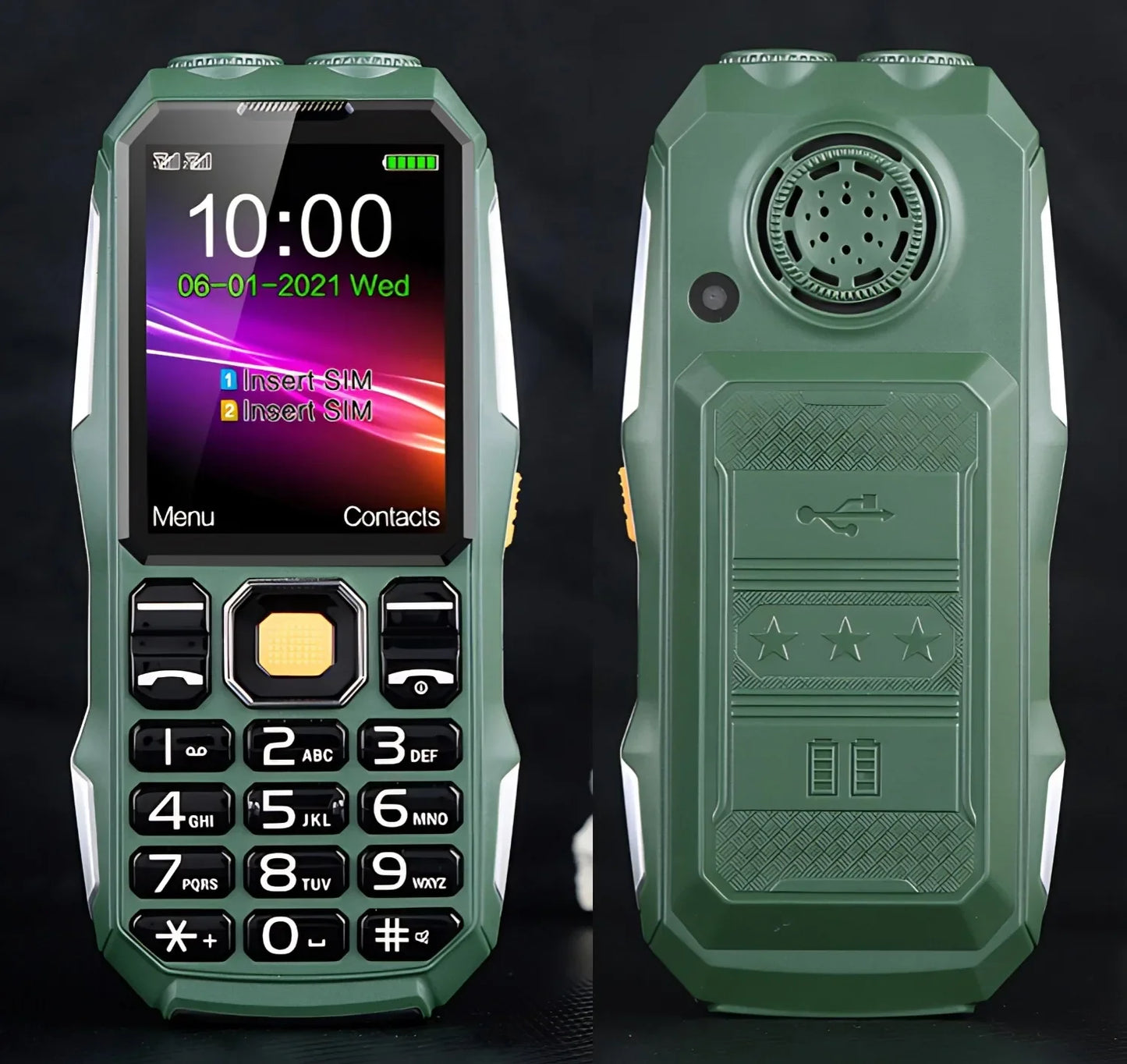 Low Price Rough Phone Big Battery Push-Button Quick Call 3 Sims Loud Speaker Two Torch GSM 2G Large Display Durable Senior Phone