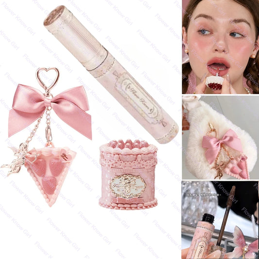 Flower Knows Lipstick Solid Perfume Mascara Set, Long-Lasting Fragrance, Gift for Women