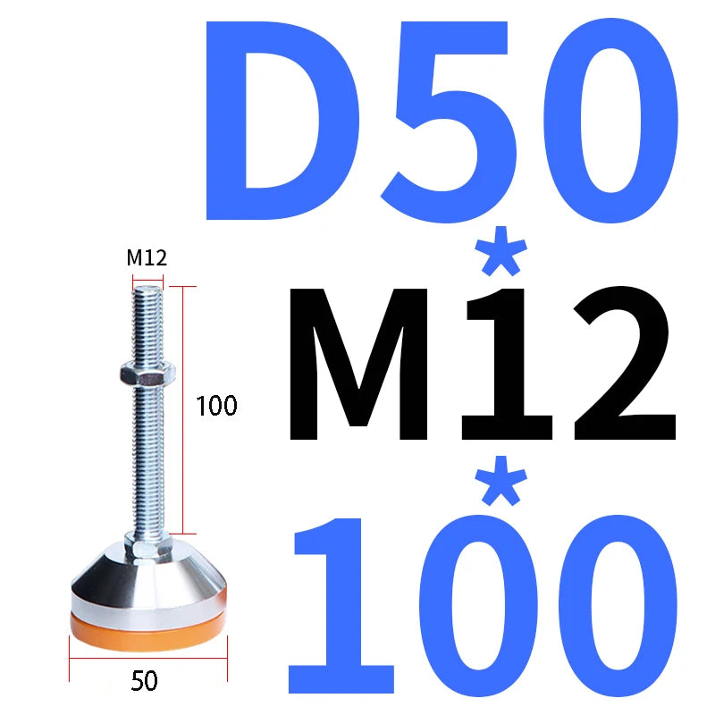 40 50 60 Heavy Metal Foot Cup/Fixed Foundation Screw/Adjustable Foot/Anti Slip Shock Absorber Support Foot M8 M10 M12 M14 M16