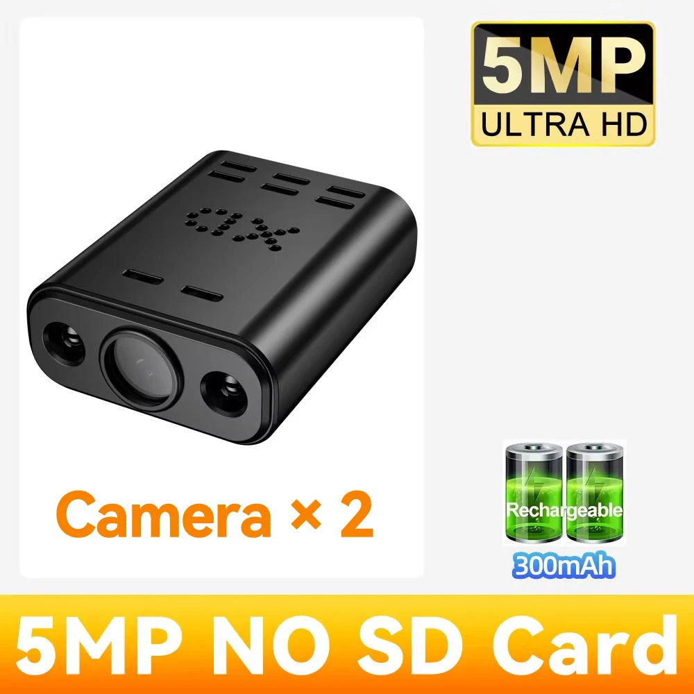 PEGATAH 5MP HD Mini WIFI Body Camera Built-in Battery Human Tracking IP Remote Monitoring IR Night Vision Protable Camcorders