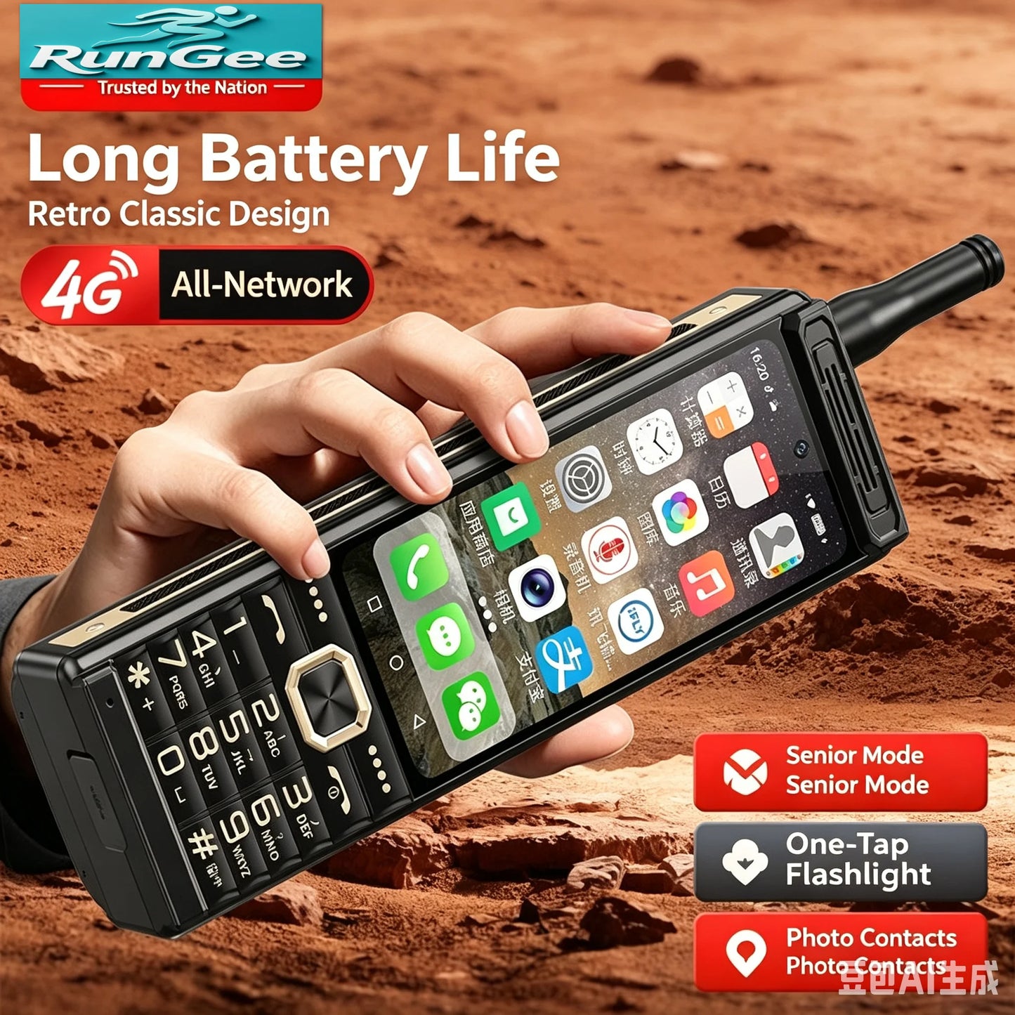 Touch  Screen 4G LTE Mobile Phone Android 13 4GB RAM 64GB ROM Fast Charging Dual SIM WiFi 5G/BT5.0/GPS