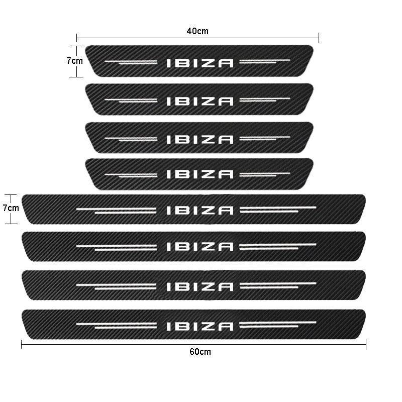 Carbon Fiber Car Door Threshold Sill Protector Trunk Stickers For Seat IBIZA Car Accessories