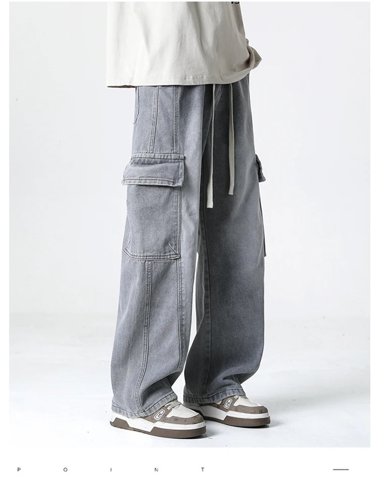 2025 Spring and Summer Men's Jeans Comfortable Versatile Workwear Military Straight Jeans Men's Fashion Trend Classic Style