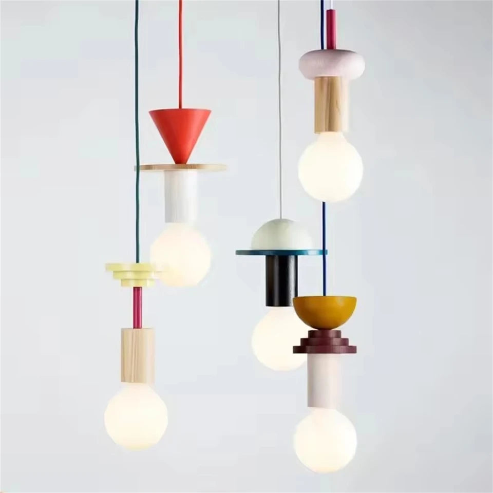 Modern Lustre Grain Ceiling Pendant Lamp Nordic Wood LED Pendant Lights Kitchen Restaurant Home Decor Hanging Lamp Light Fixture