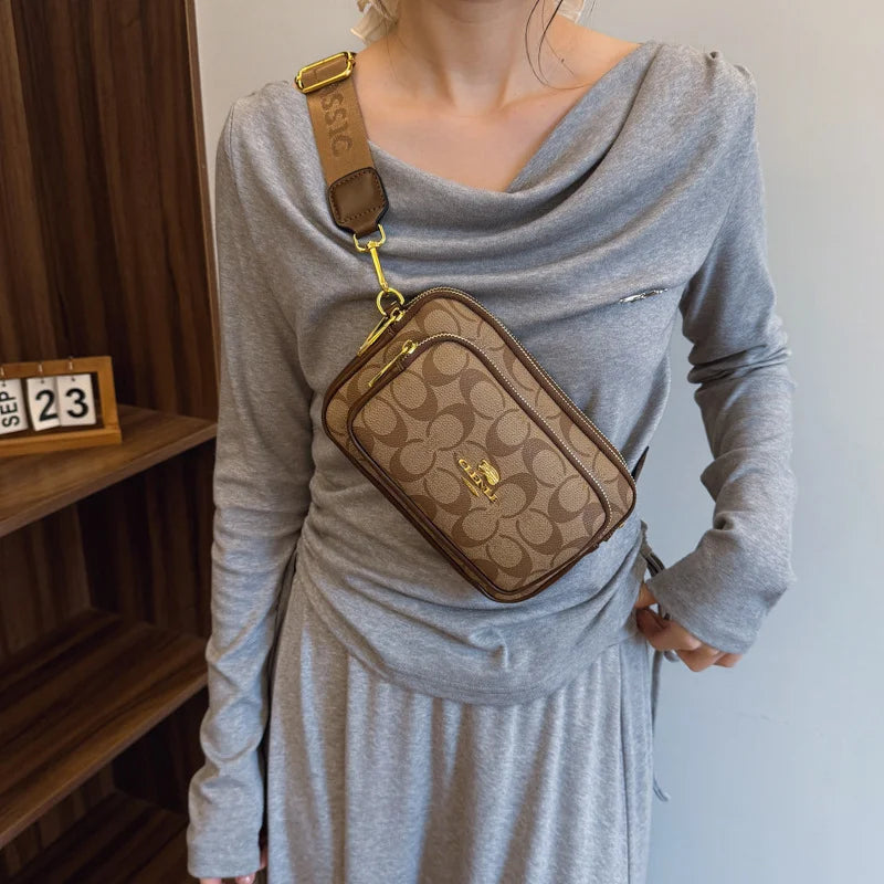 2026 New Retro Luxury Women Shoulder Bag Crossbody Bag Original Circular Pattern Logo Durable Fabric Adjustable Strap Daily Work