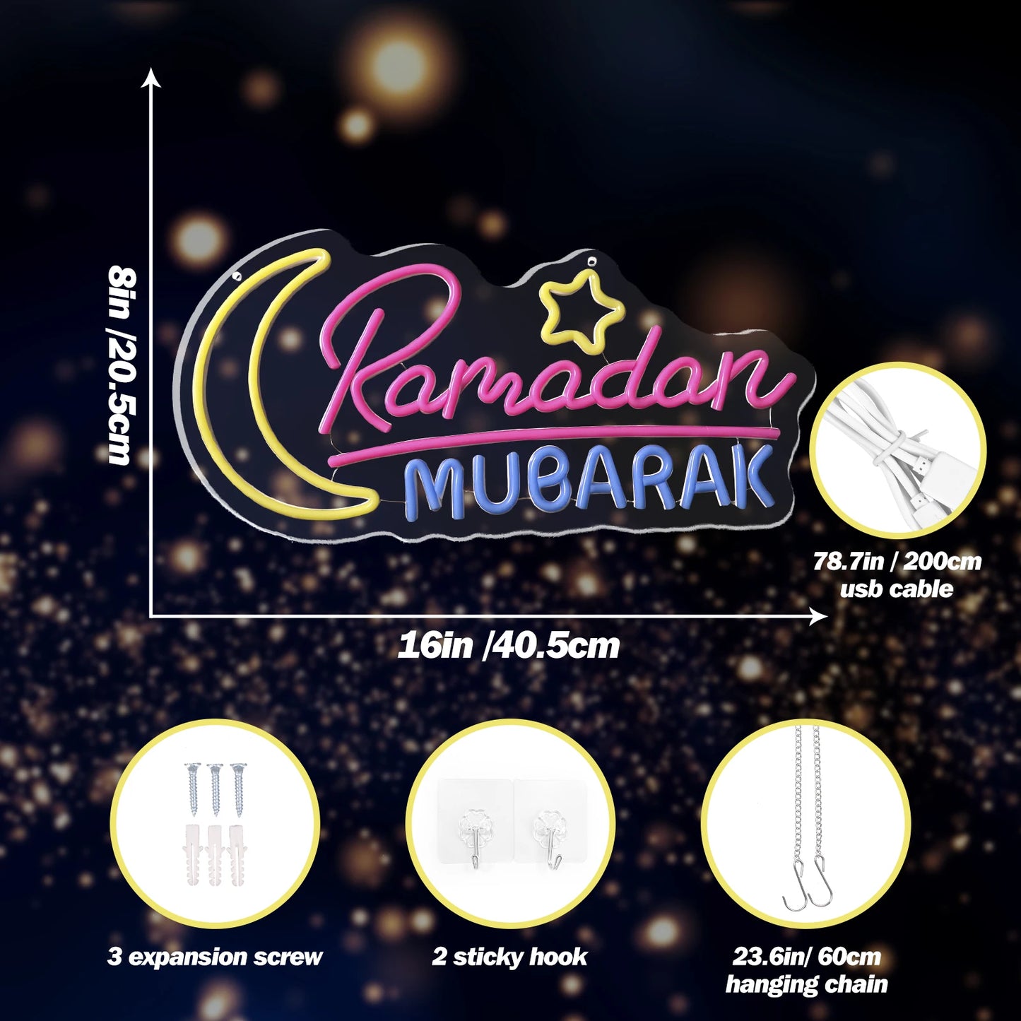 UponRay Ramadan Decorations Neon Sign for Home Ramadan Mubarak Decor Neon Sign, Home Bedroom Decoration