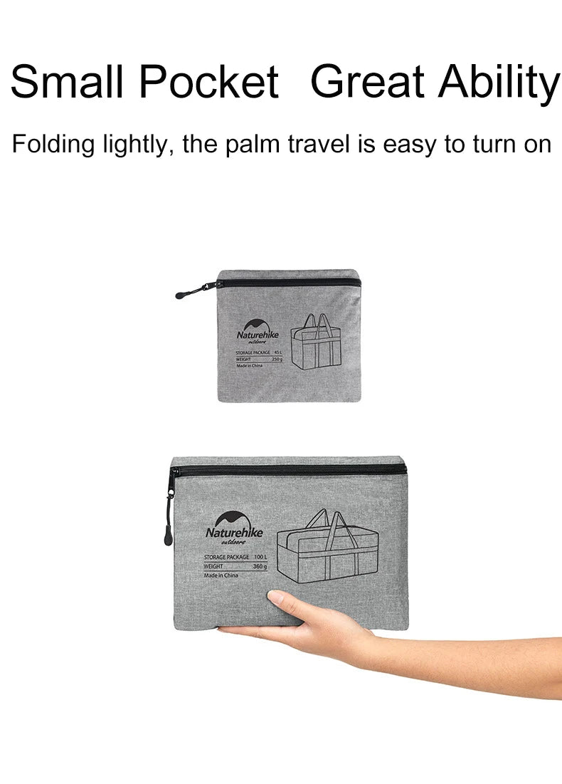 Naturehike Folding Large Capacity Storage Bags 45L 100L Carry Bag Camping Accessories Travel Bag for Family Outdoor Activities