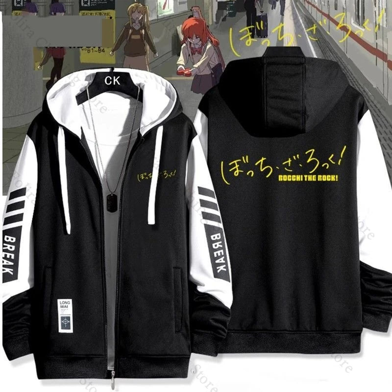 Anime BOCCHI THE ROCK! Series Print Hoodie Men Women Autumn Winter Clothing Zip Coat Casual Daily Wear Men's Hoodies