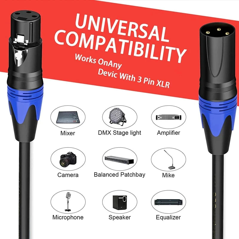 XLR Male to XLR Female Cable For Professional Recording Extension Line Balanced XLR Mixer Speaker Amplifier Live Microphone Line