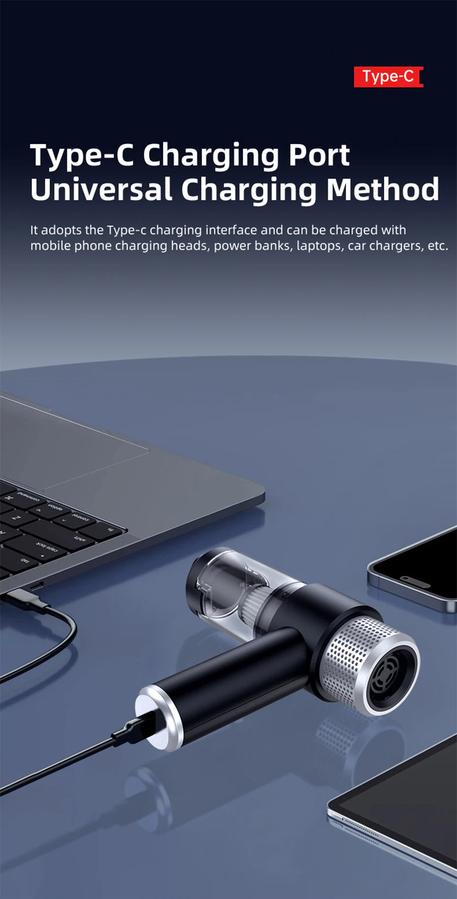 VYVYLABS 15000Pa Strong Suction Car Vacuum Cleaner with Led Lighting Rechargeable Wireless Cleaner Handheld Mini Car Cleaning