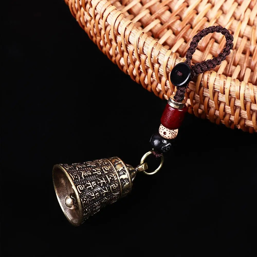 Interior Accessories Tibetan Buddhism Lucky Rope Brass bell Scripture Sutra Key Rings Car Key Chain Keyfob Car Key Chain